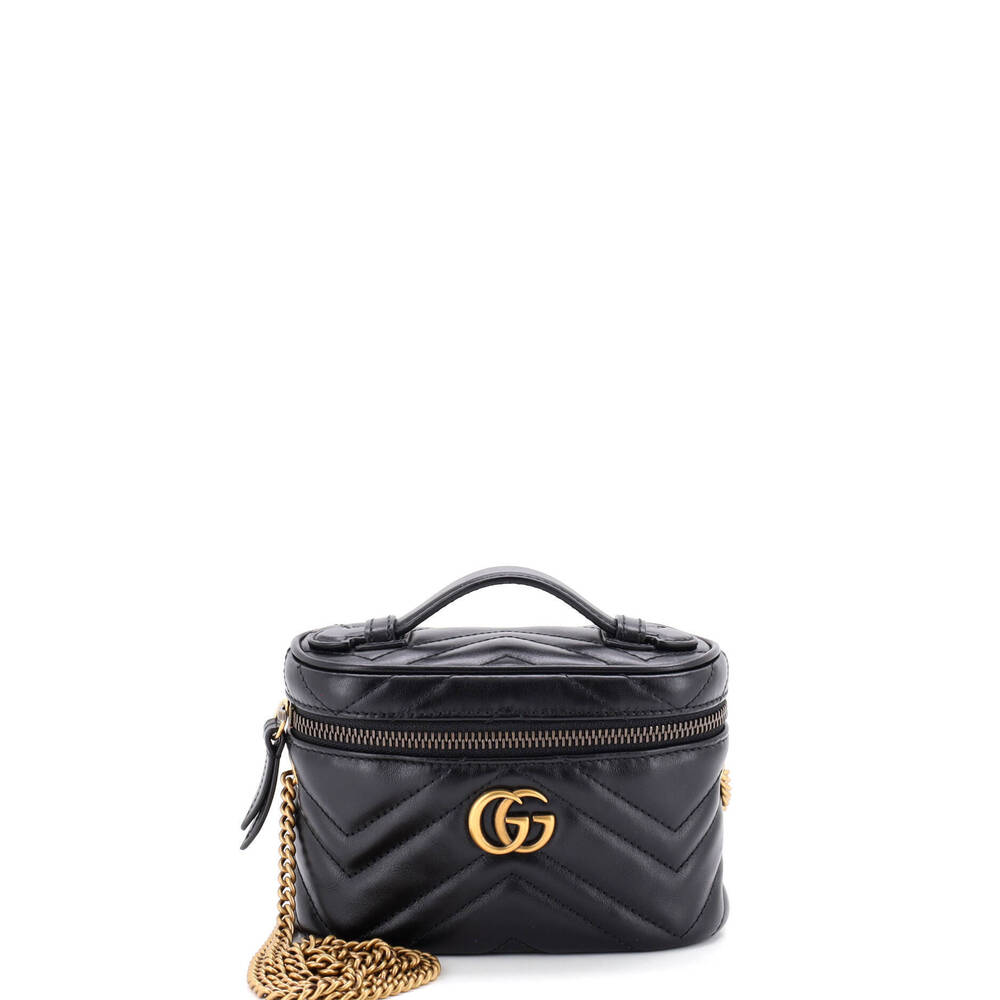 Gucci Mini GG Marmont Top Handle Vanity Chain Bag